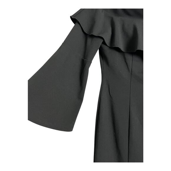 AQUA Ruffled Off Shoulder Sheath Mini Dress Black Women's Size M Formal Classy - Picture 5 of 7